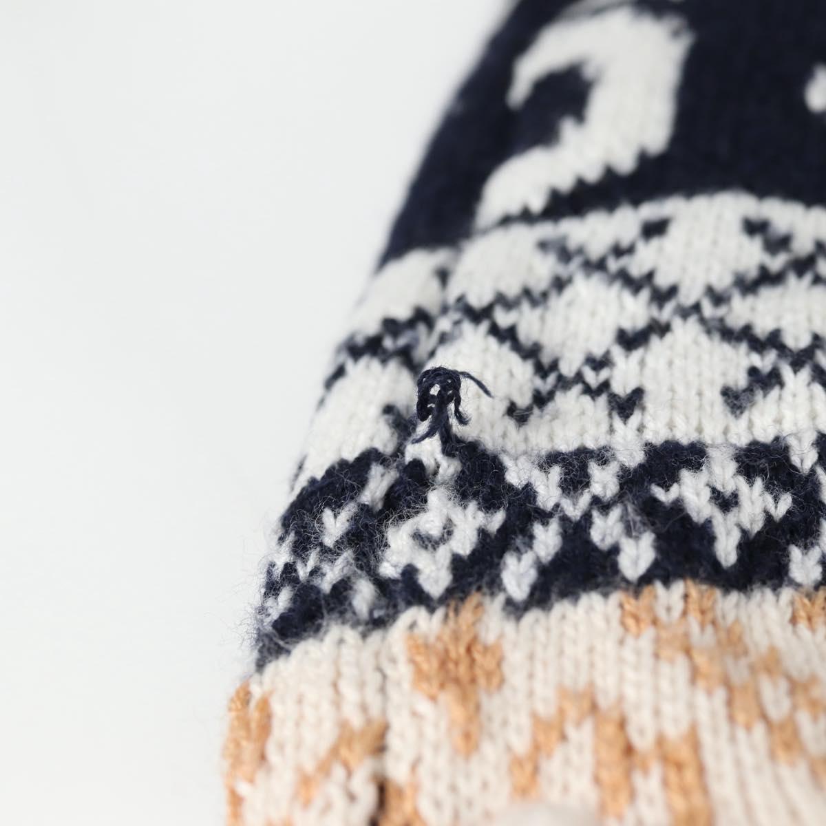 CHANEL Long Cardigan Wool Navy CC Auth am8646