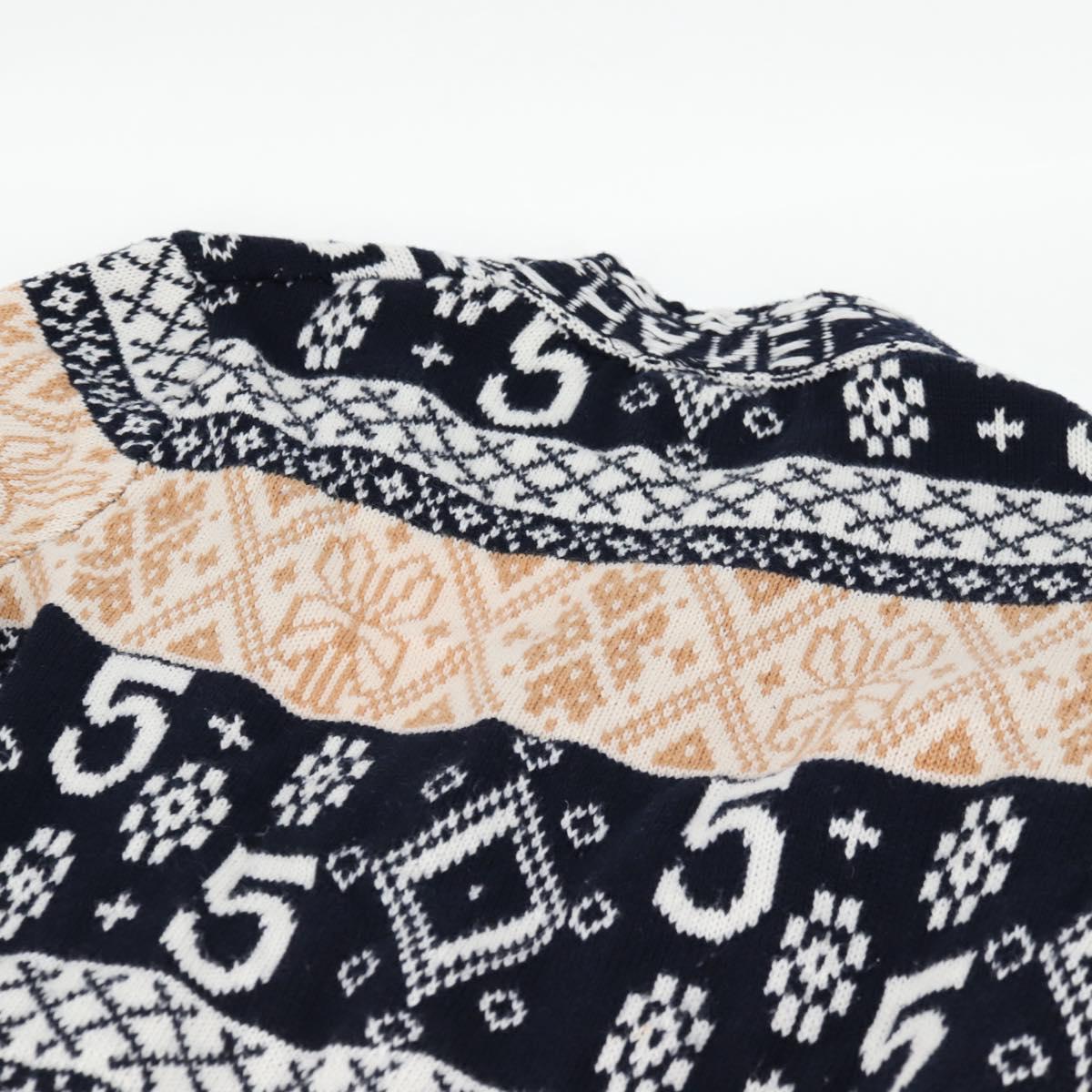 CHANEL Long Cardigan Wool Navy CC Auth am8646