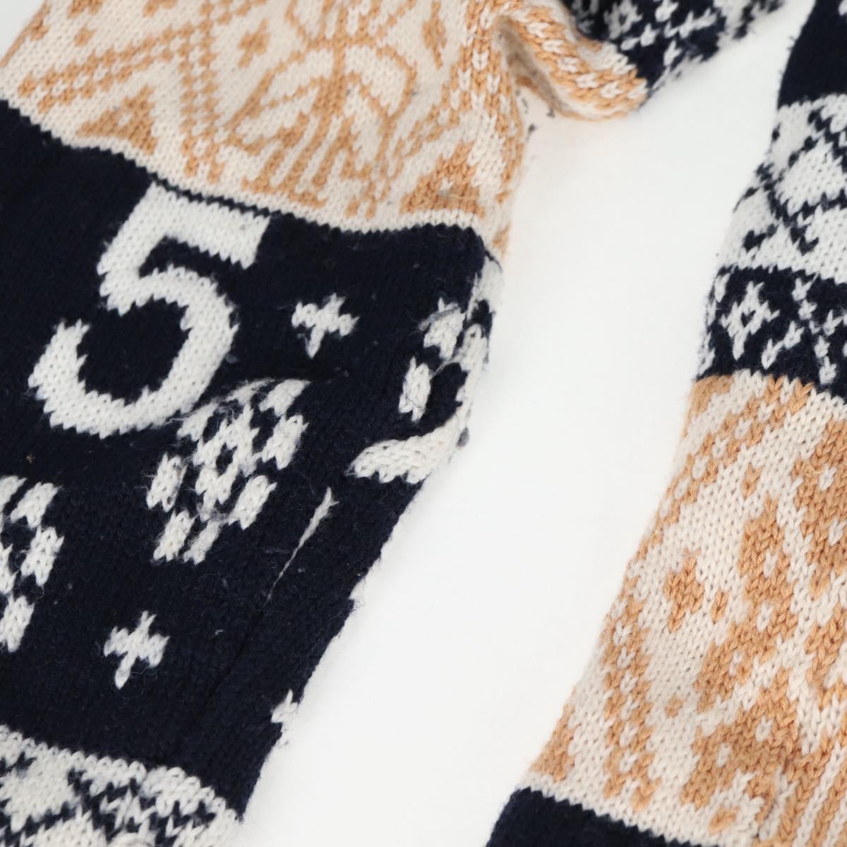 CHANEL Long Cardigan Wool Navy CC Auth am8646