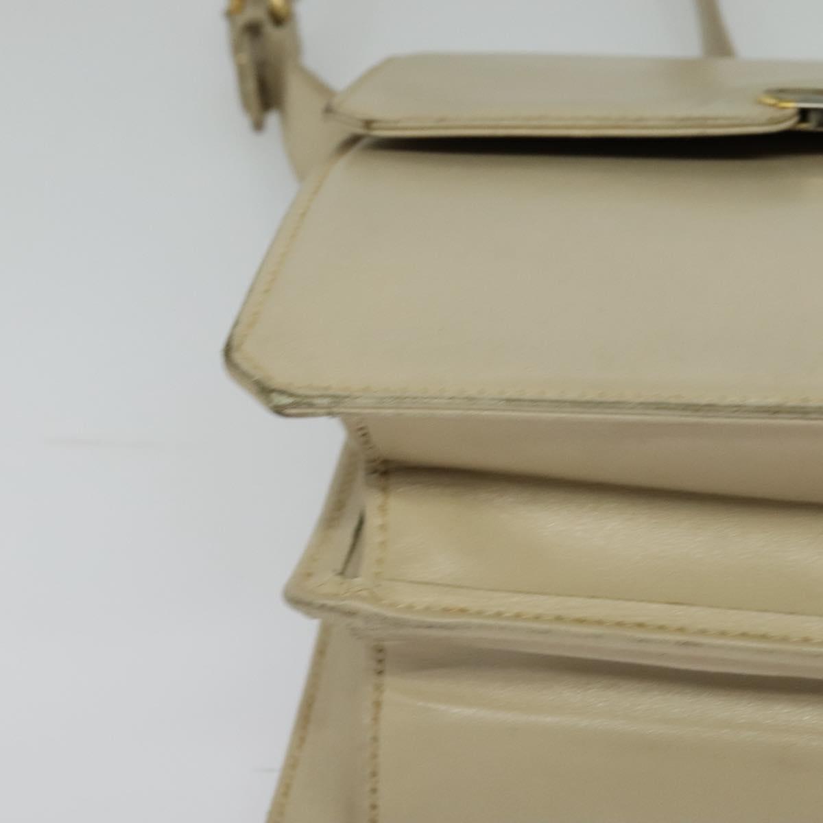 GUCCI Shoulder Bag Leather Cream Gold Auth am8665