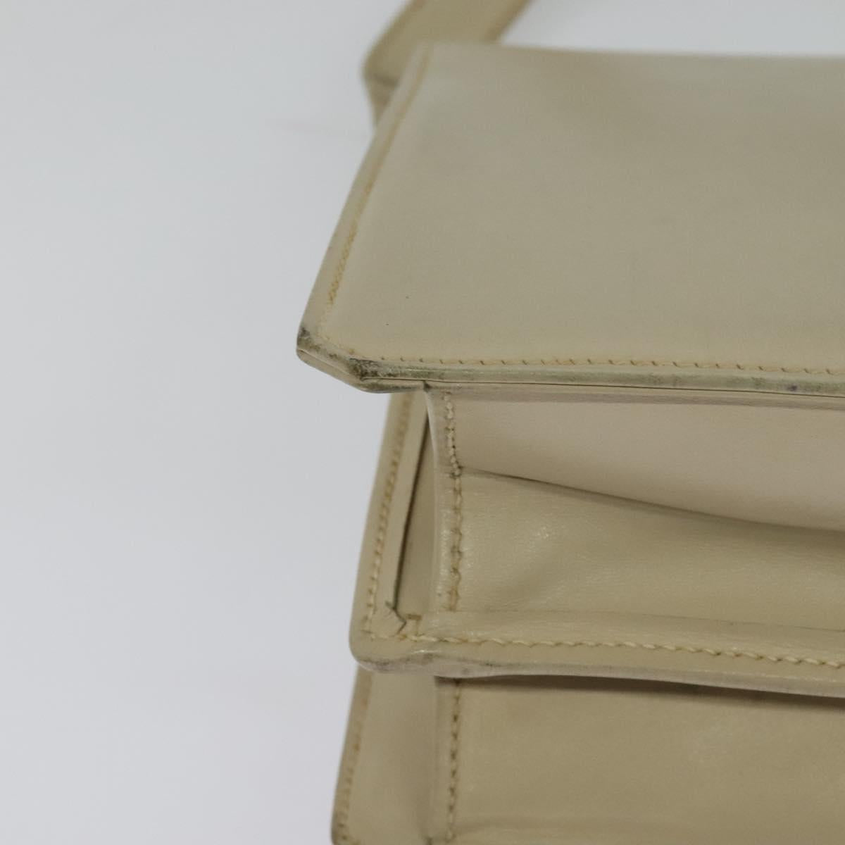 GUCCI Shoulder Bag Leather Cream Gold Auth am8665