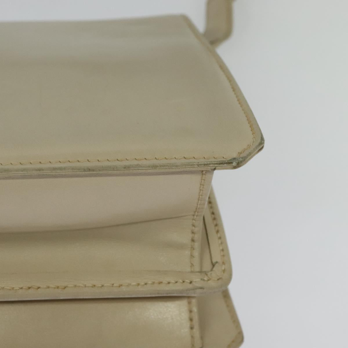 GUCCI Shoulder Bag Leather Cream Gold Auth am8665
