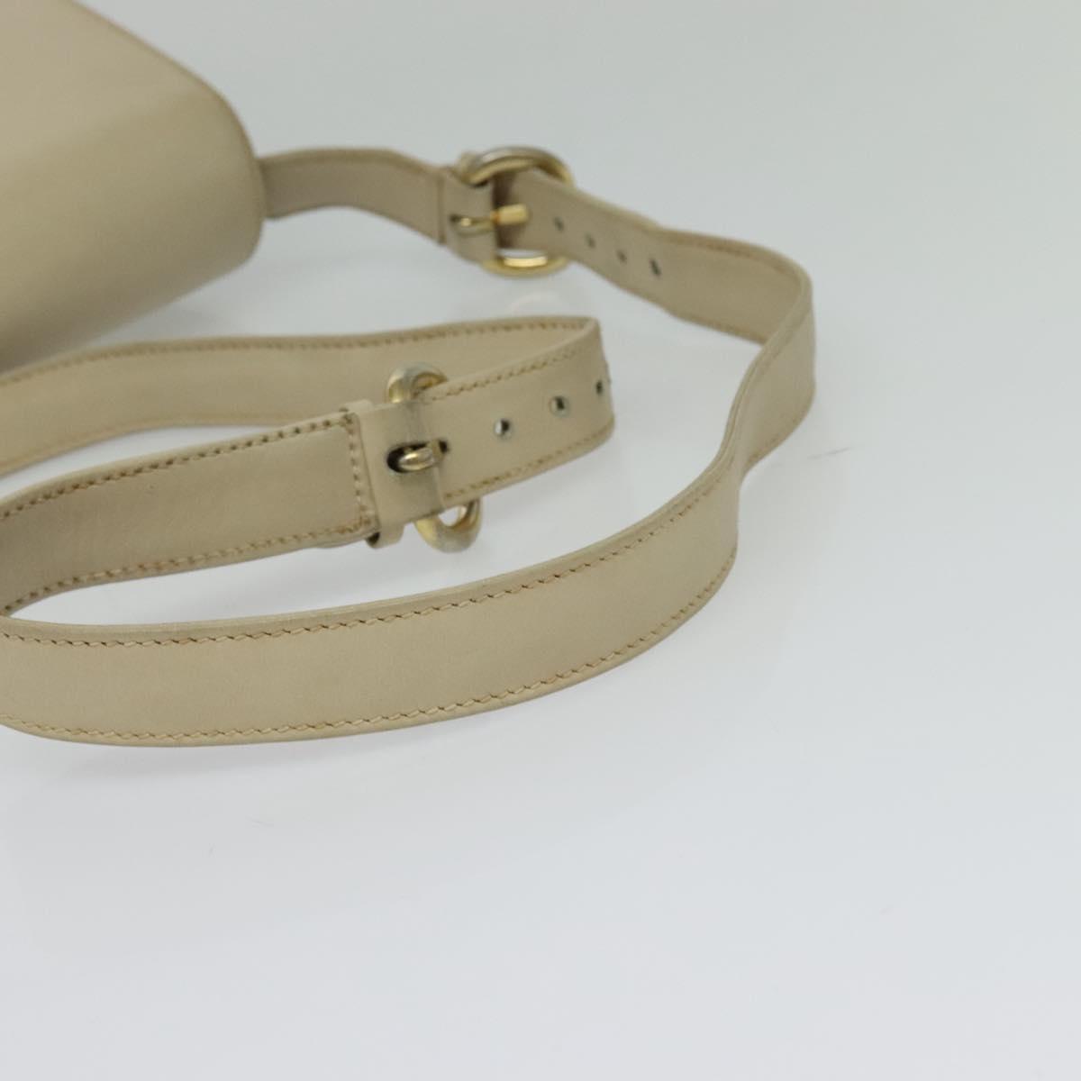 GUCCI Shoulder Bag Leather Cream Gold Auth am8665
