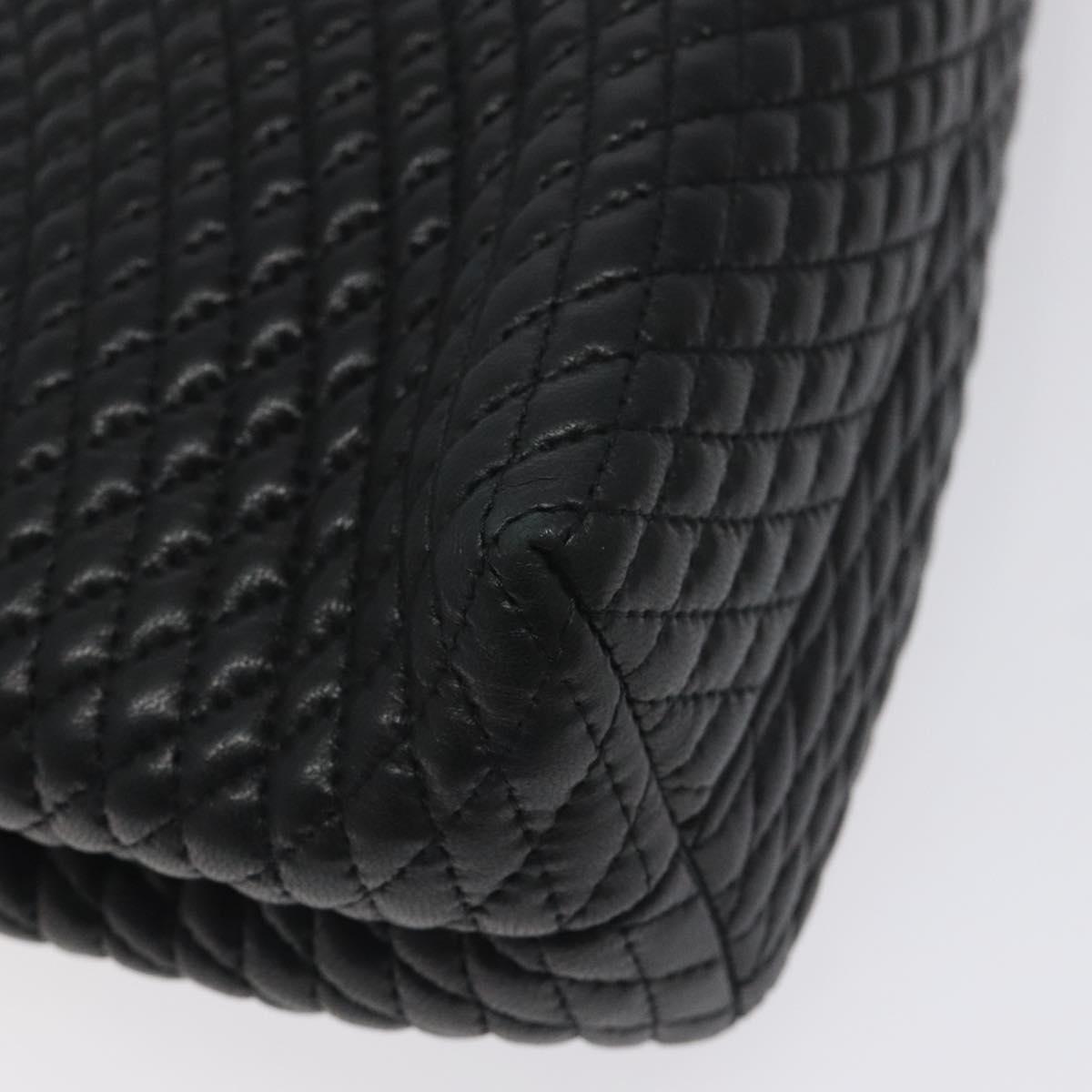 BALLY Hand Bag Leather Black Gold Auth am8683