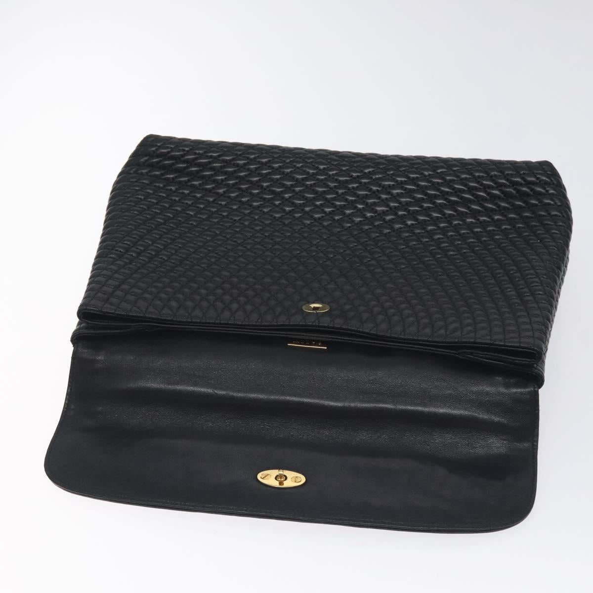 BALLY Hand Bag Leather Black Gold Auth am8683