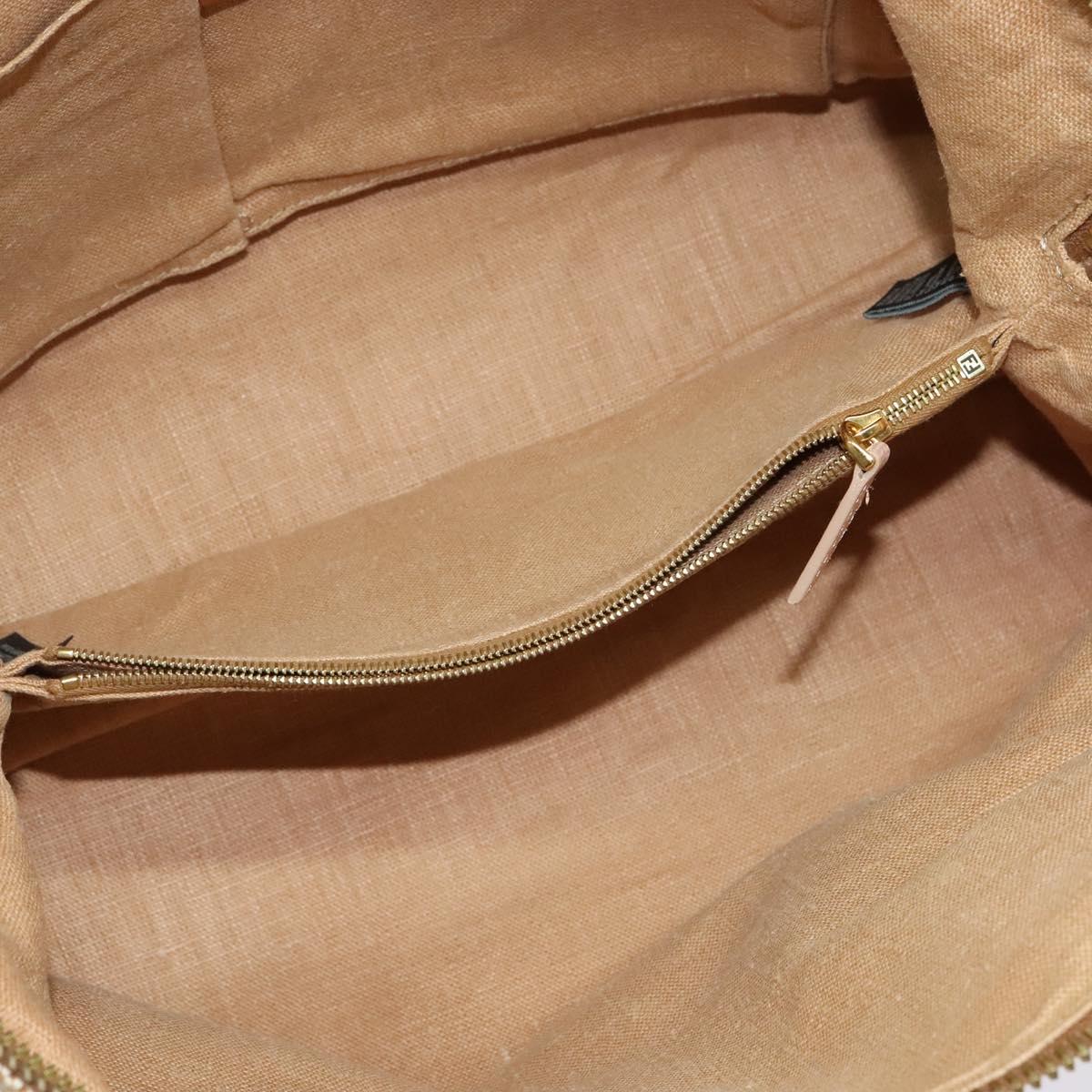 FENDI Chameleon Hand Bag Leather 2way Pink Gold Auth am8686