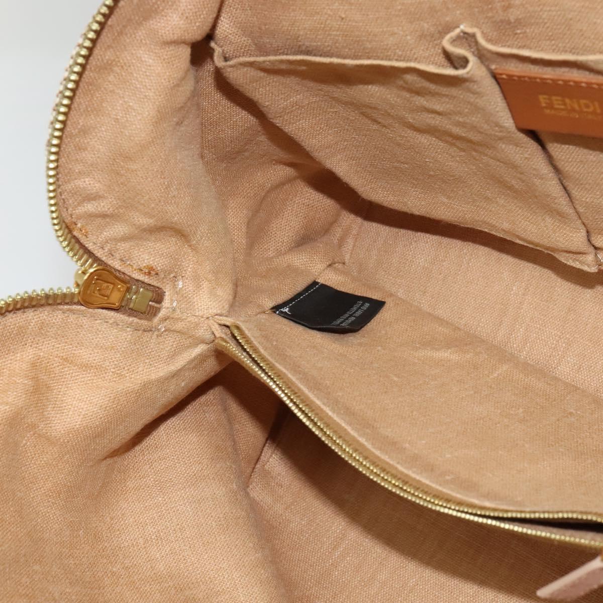FENDI Chameleon Hand Bag Leather 2way Pink Gold Auth am8686