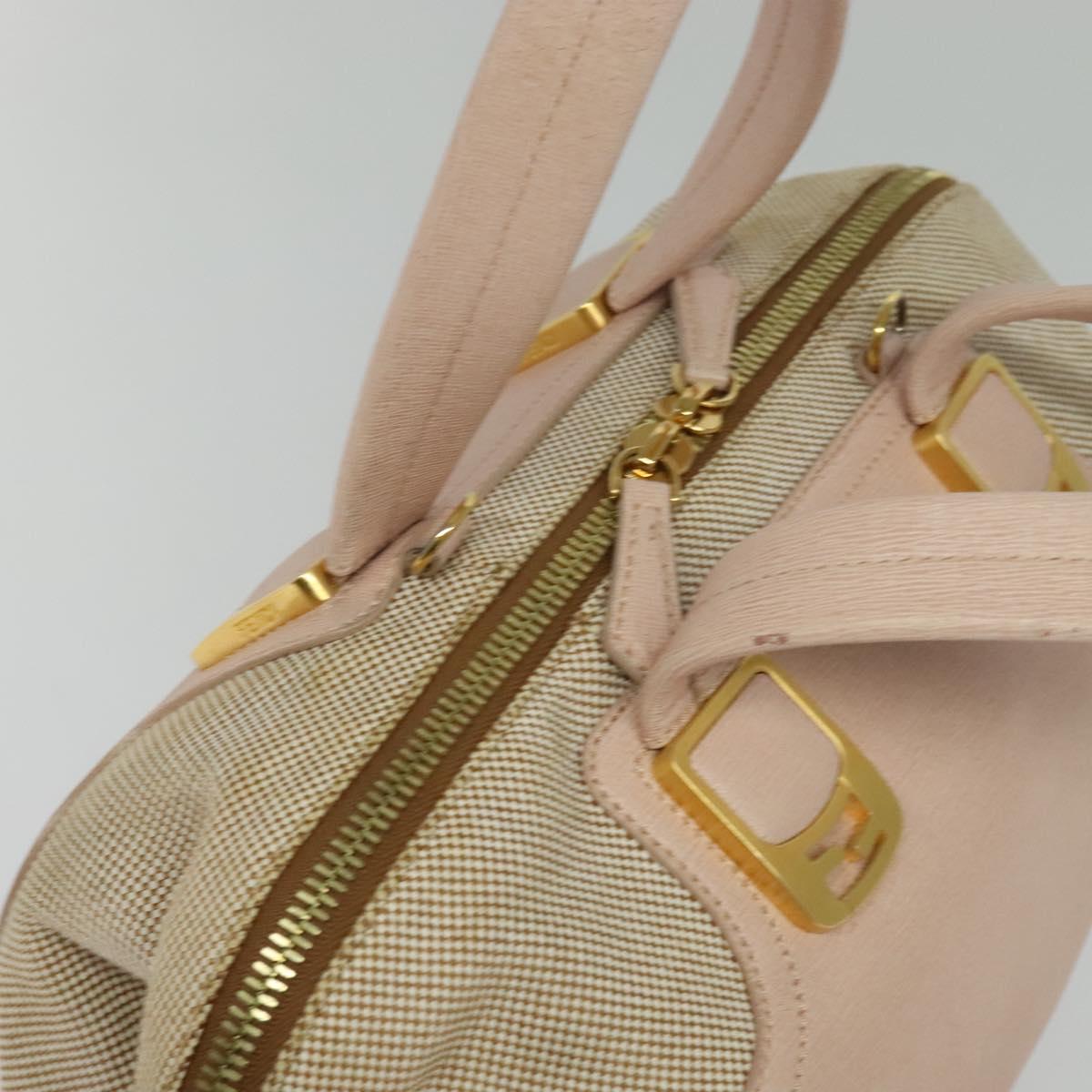 FENDI Chameleon Hand Bag Leather 2way Pink Gold Auth am8686