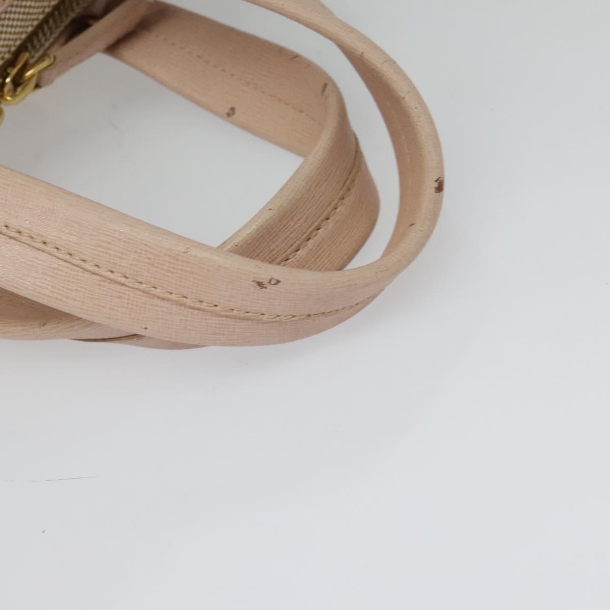 FENDI Chameleon Hand Bag Leather 2way Pink Gold Auth am8686
