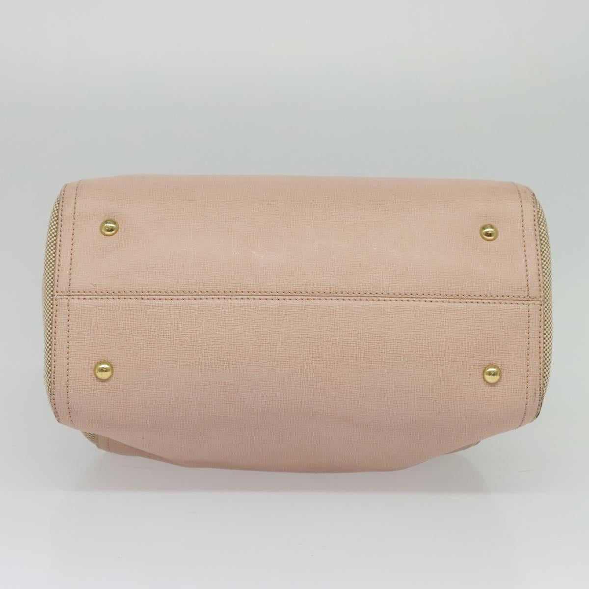 FENDI Chameleon Hand Bag Leather 2way Pink Gold Auth am8686