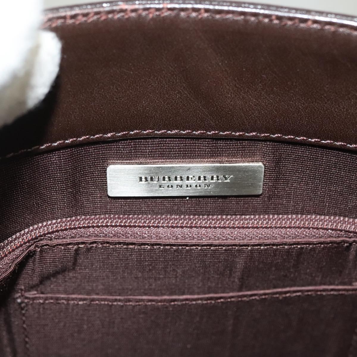 BURBERRY Hand Bag Leather Dark Brown Auth am8695