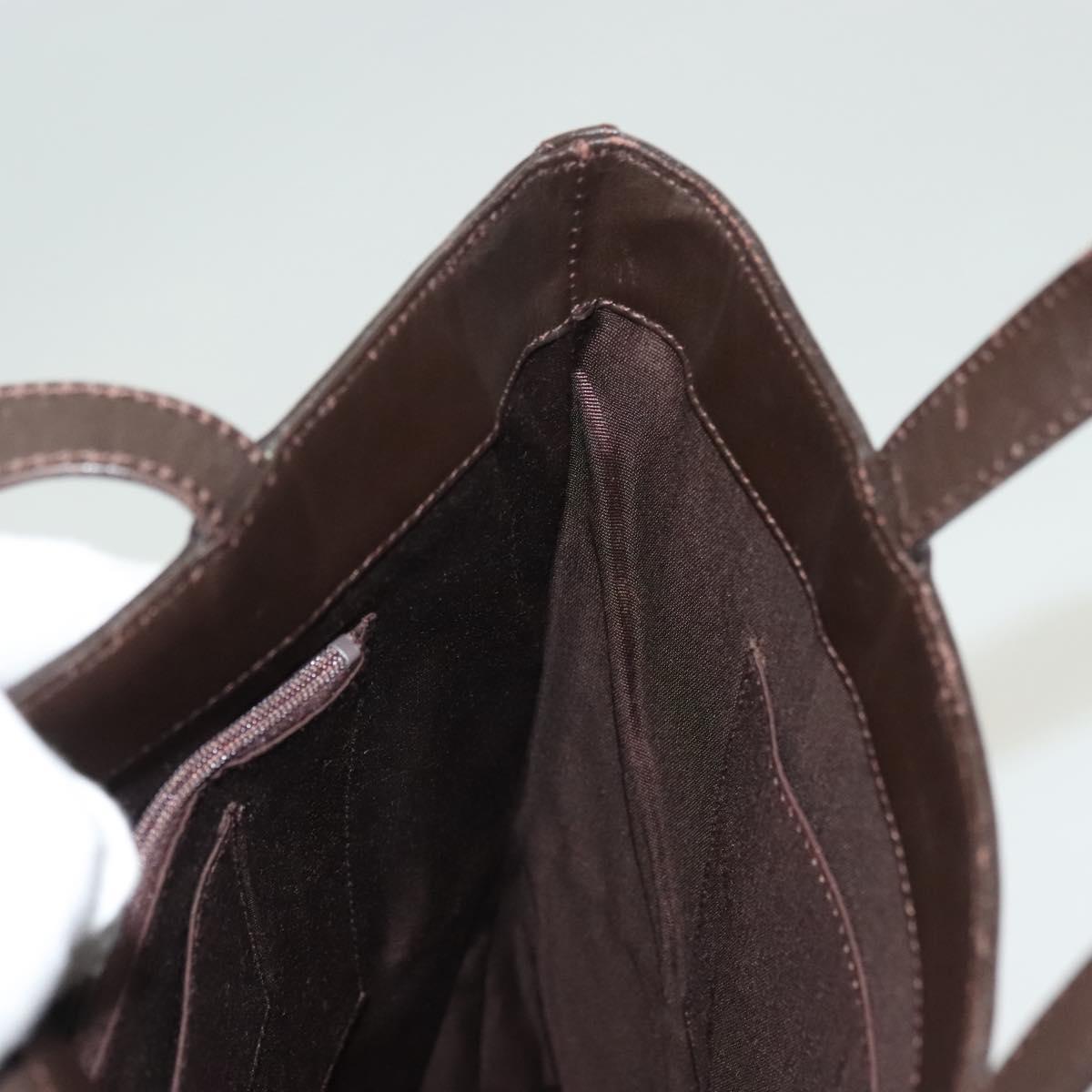 BURBERRY Hand Bag Leather Dark Brown Auth am8695