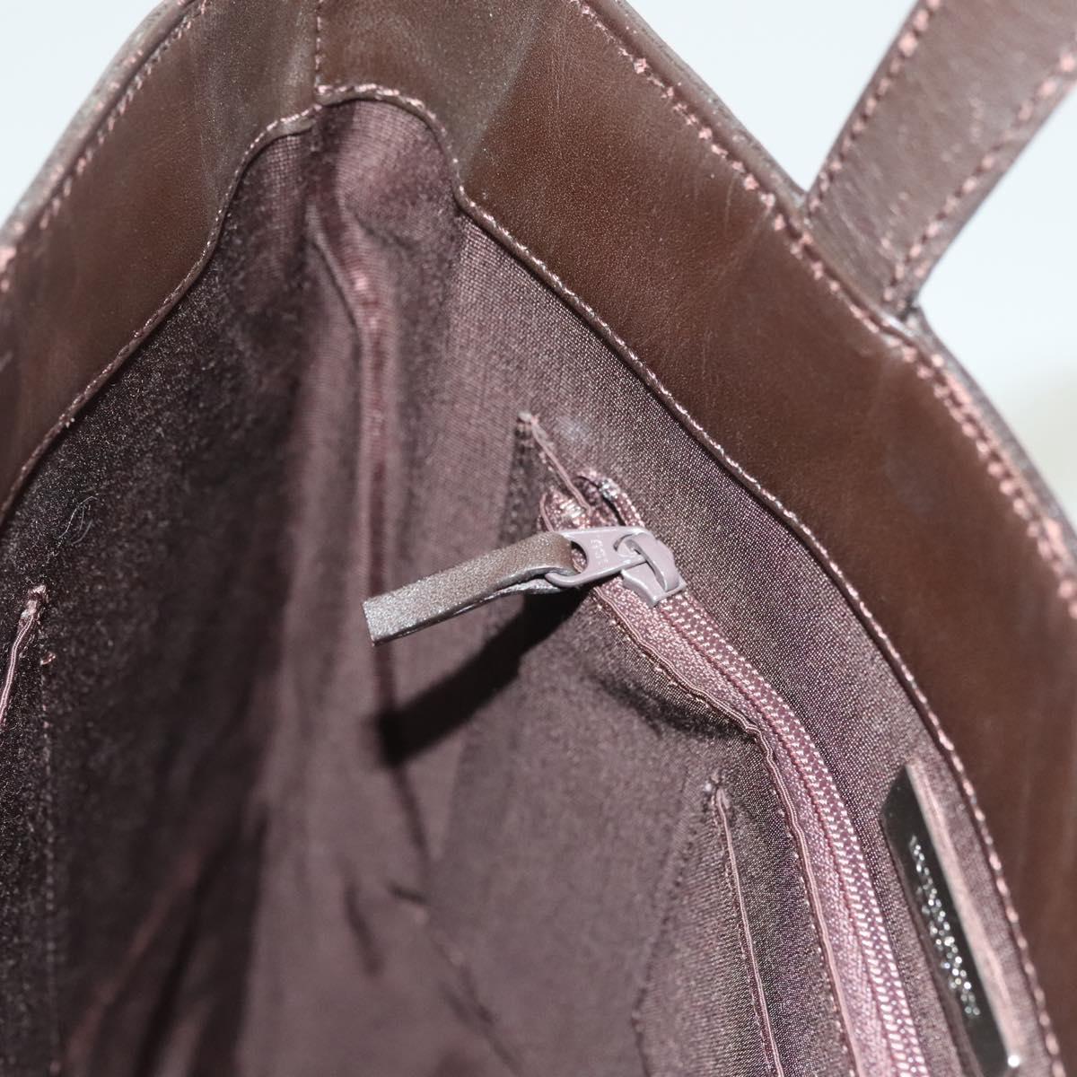 BURBERRY Hand Bag Leather Dark Brown Auth am8695