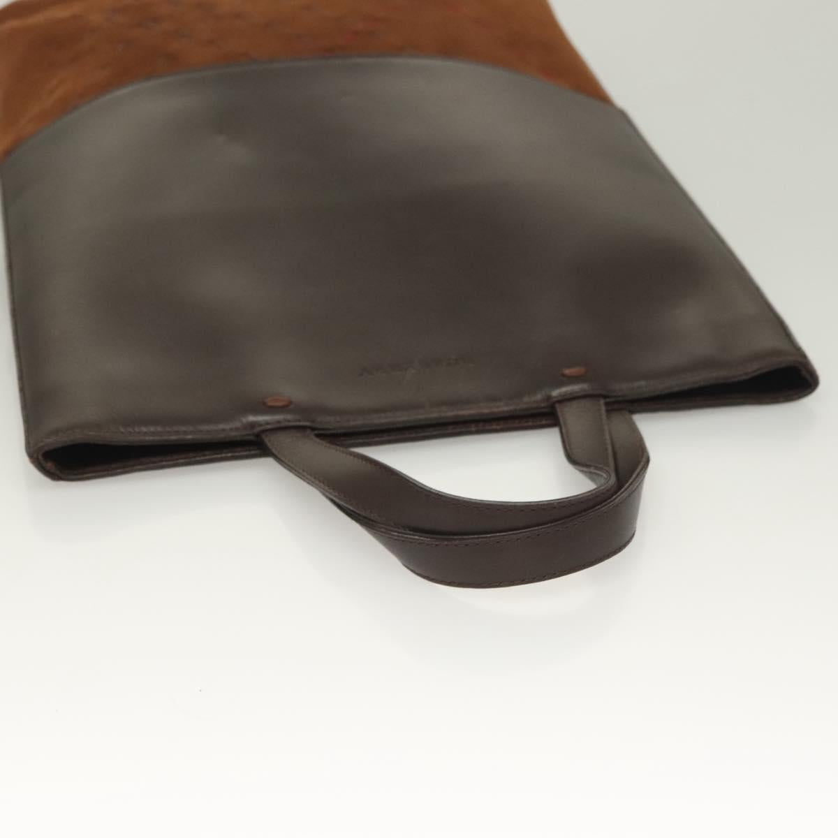BURBERRY Hand Bag Leather Dark Brown Auth am8695