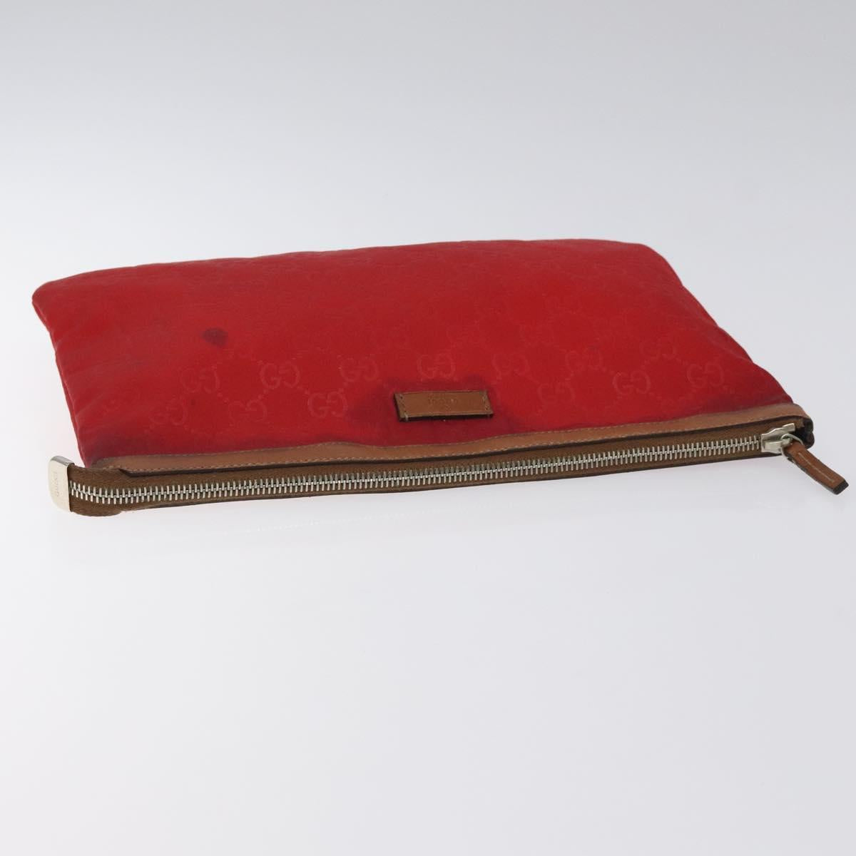 GUCCI GG Nylon Clutch Bag Nylon Red Silver 286209 Auth am8706