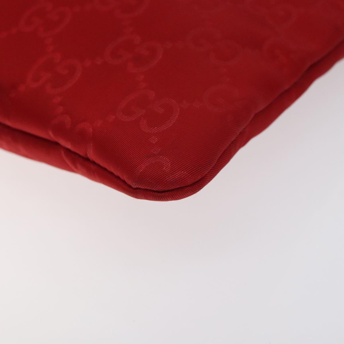 GUCCI GG Nylon Clutch Bag Nylon Red Silver 286209 Auth am8706