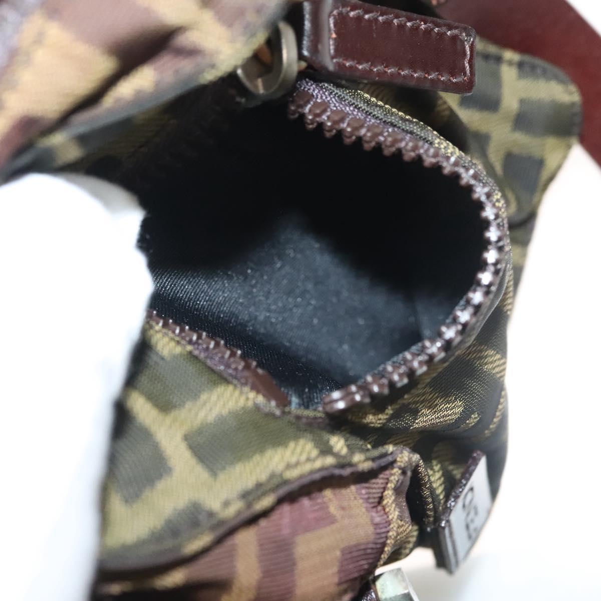 FENDI Zucca Canvas Shoulder Bag Black Brown Auth am8718