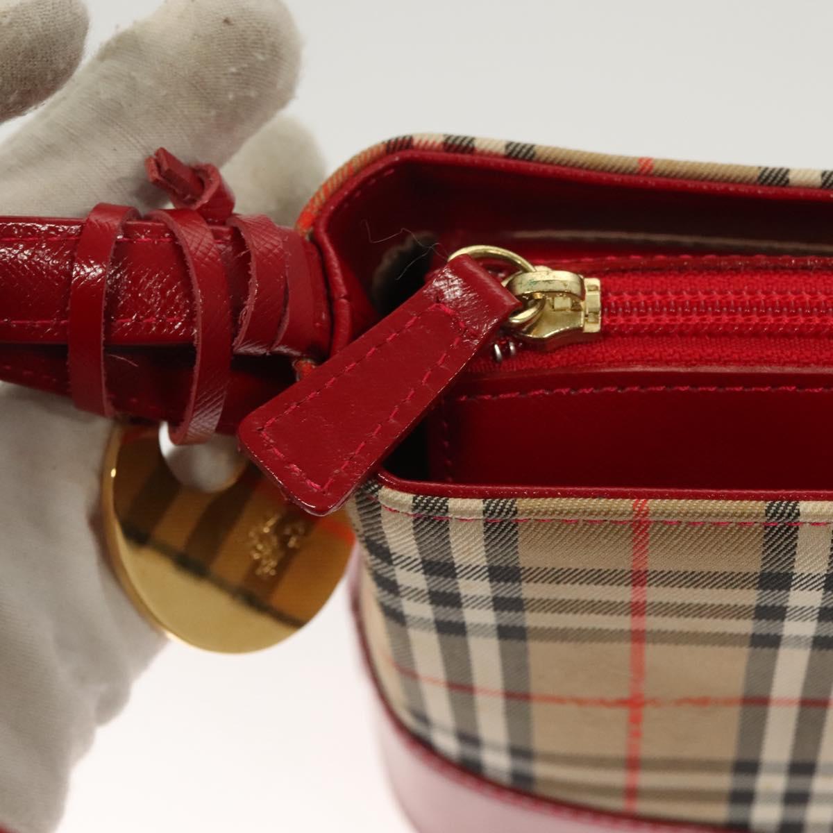BURBERRY Nova Check Shoulder Bag Canvas Beige Gold Auth am8720