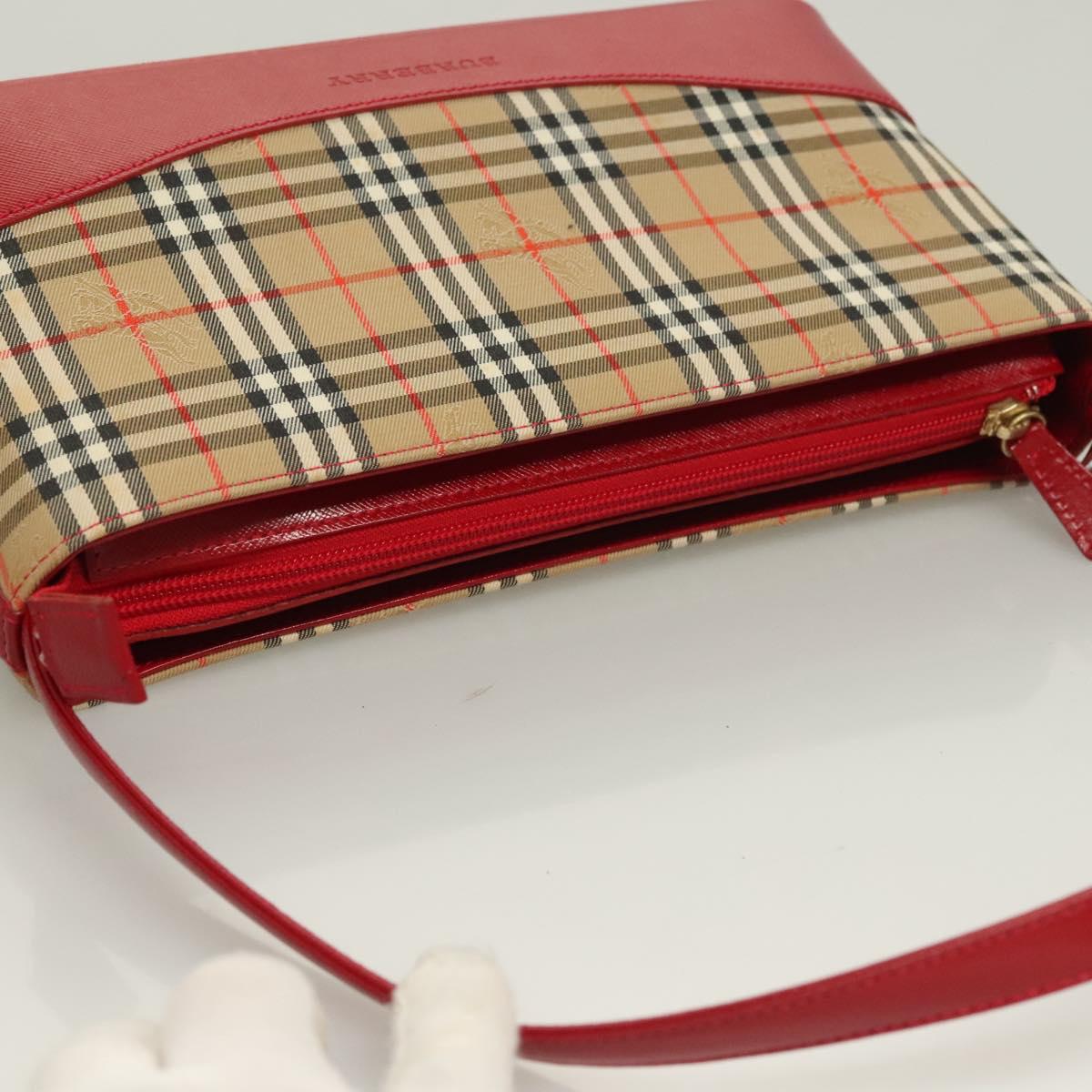 BURBERRY Nova Check Shoulder Bag Canvas Beige Gold Auth am8720