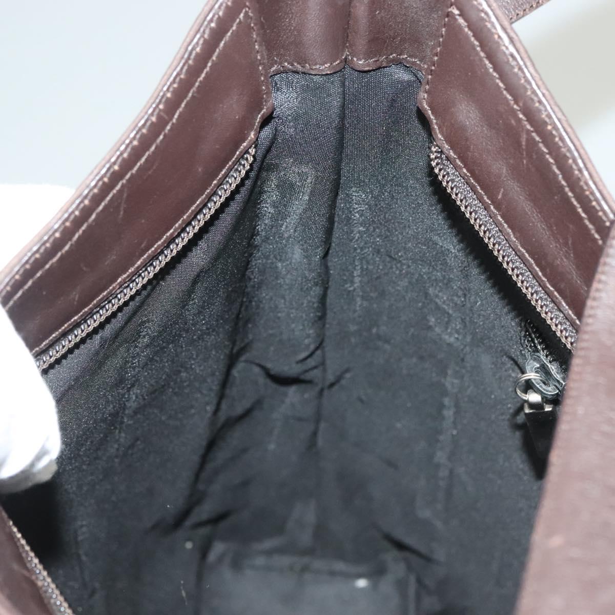 Salvatore Ferragamo Shoulder Bag Nylon Leather Brown Silver Auth am8722