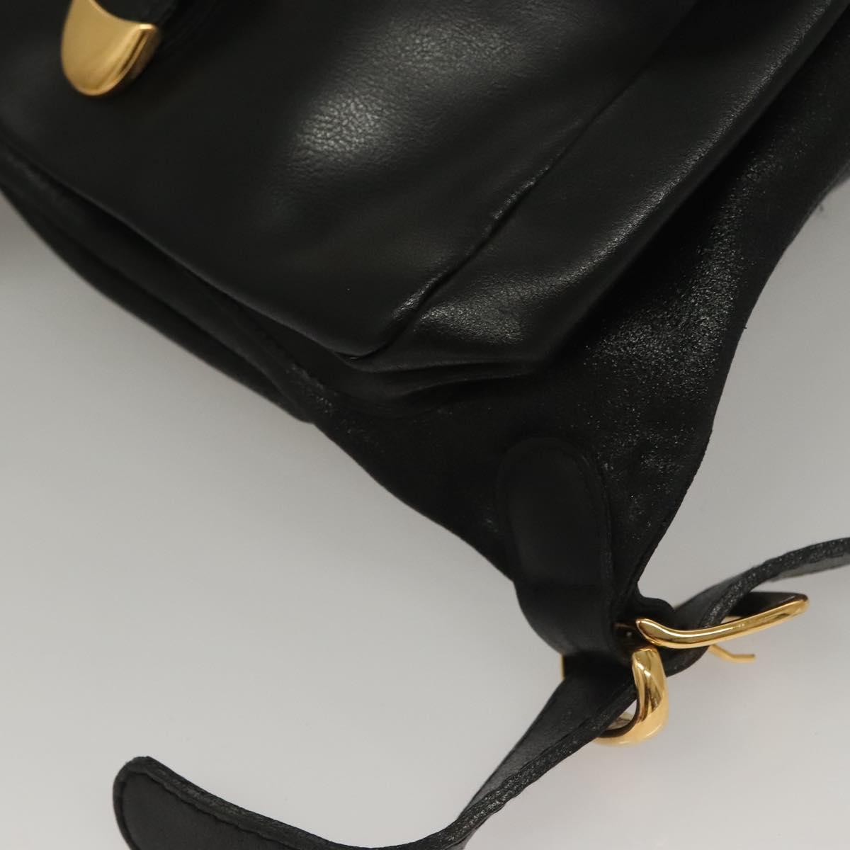 Gianni Versace Backpack Leather Black Gold Auth am8724