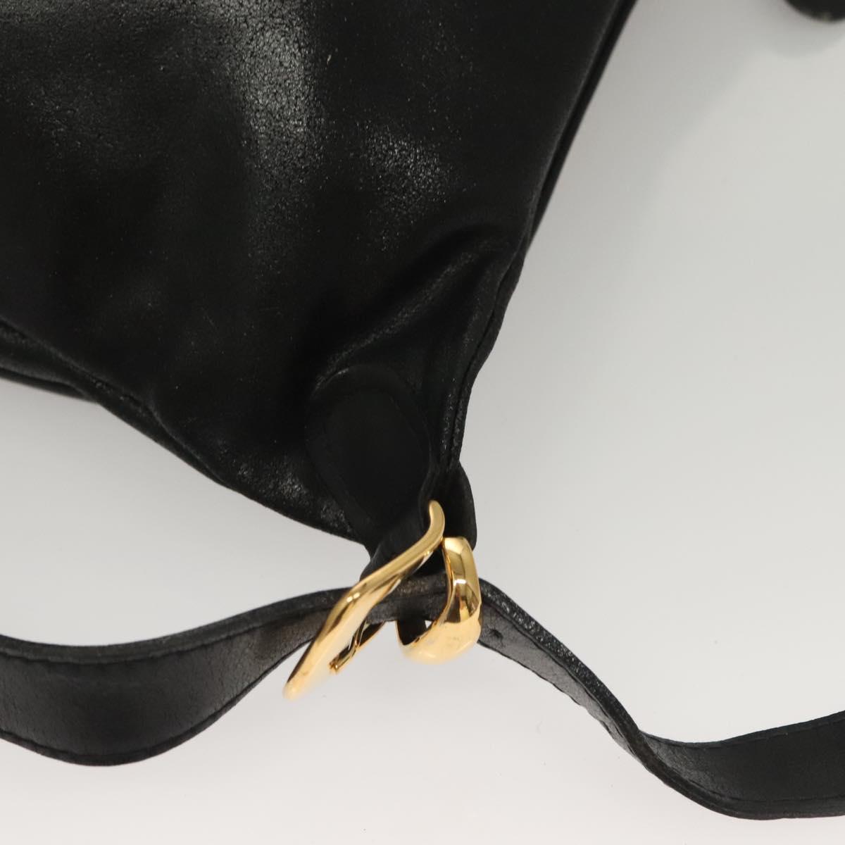 Gianni Versace Backpack Leather Black Gold Auth am8724