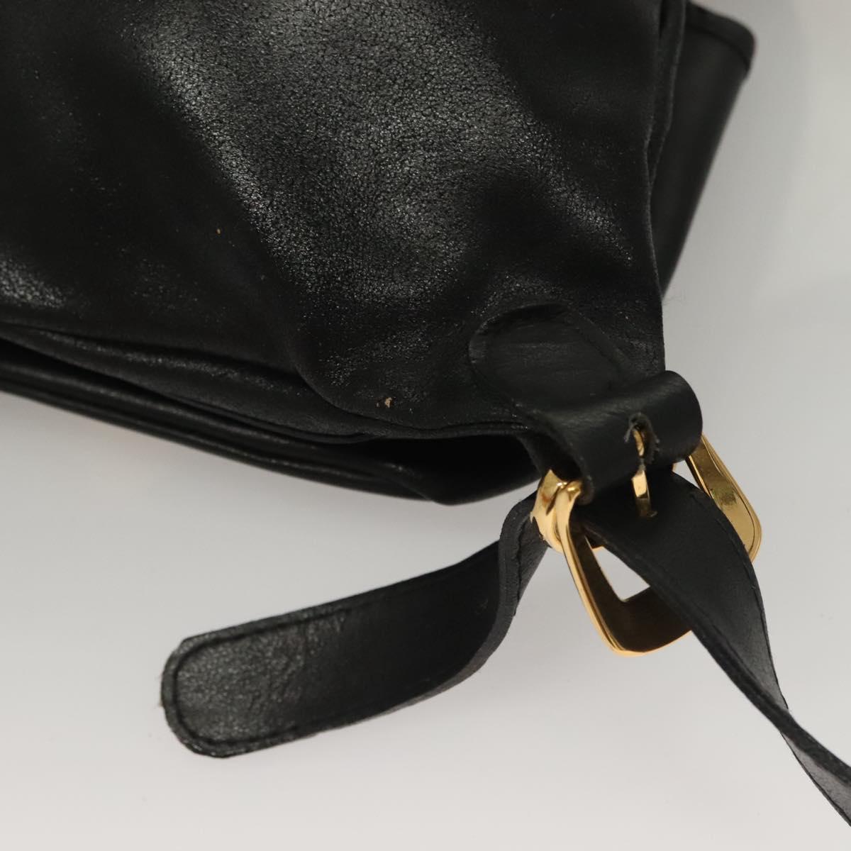 Gianni Versace Backpack Leather Black Gold Auth am8724