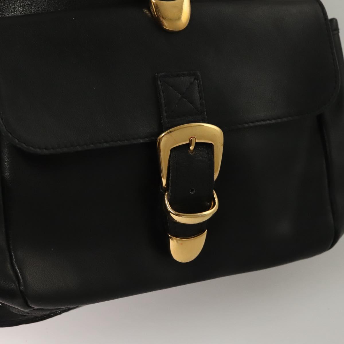 Gianni Versace Backpack Leather Black Gold Auth am8724