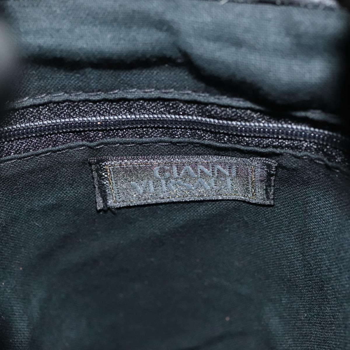 Gianni Versace Backpack Leather Black Gold Auth am8724