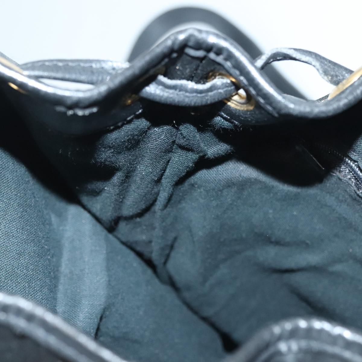 Gianni Versace Backpack Leather Black Gold Auth am8724