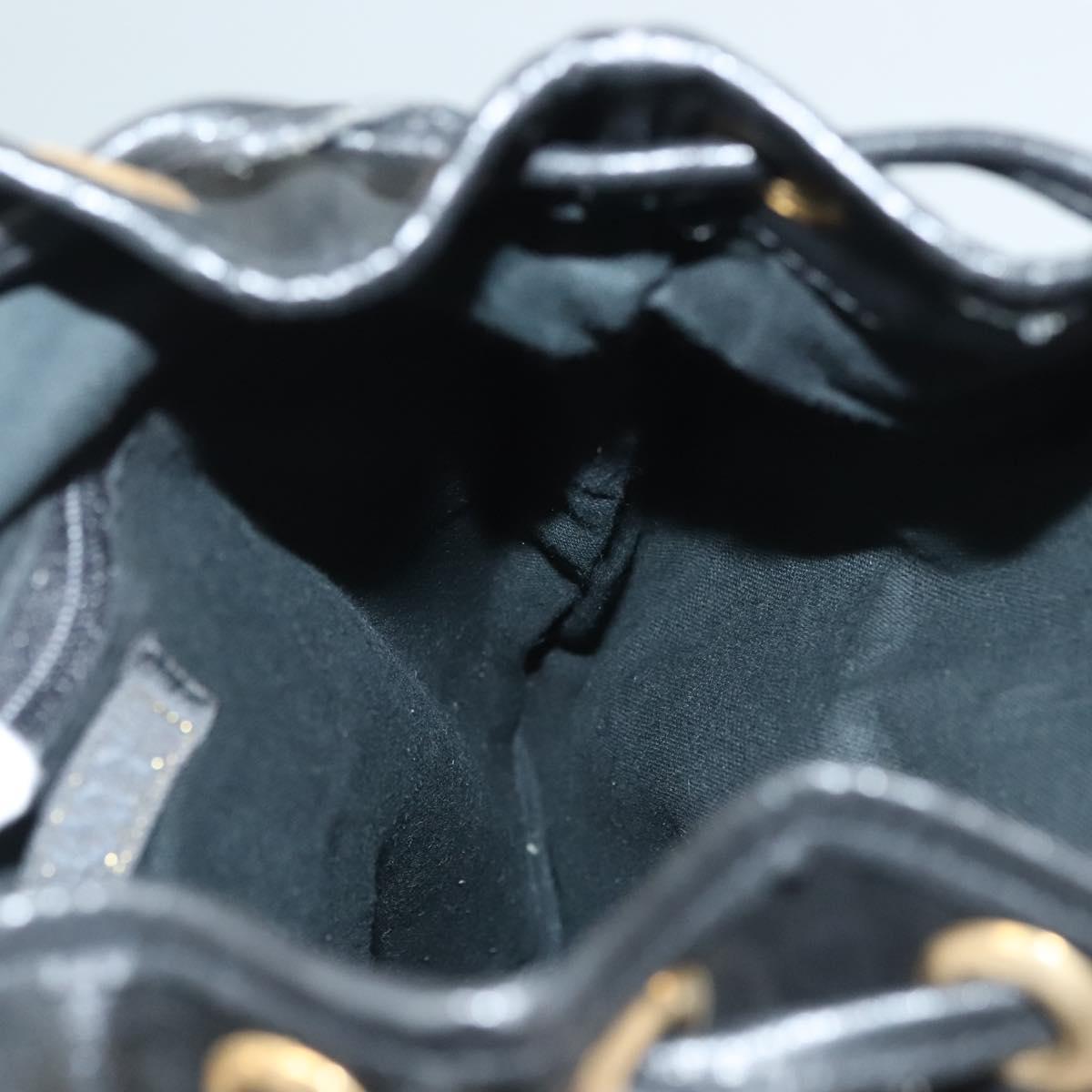 Gianni Versace Backpack Leather Black Gold Auth am8724