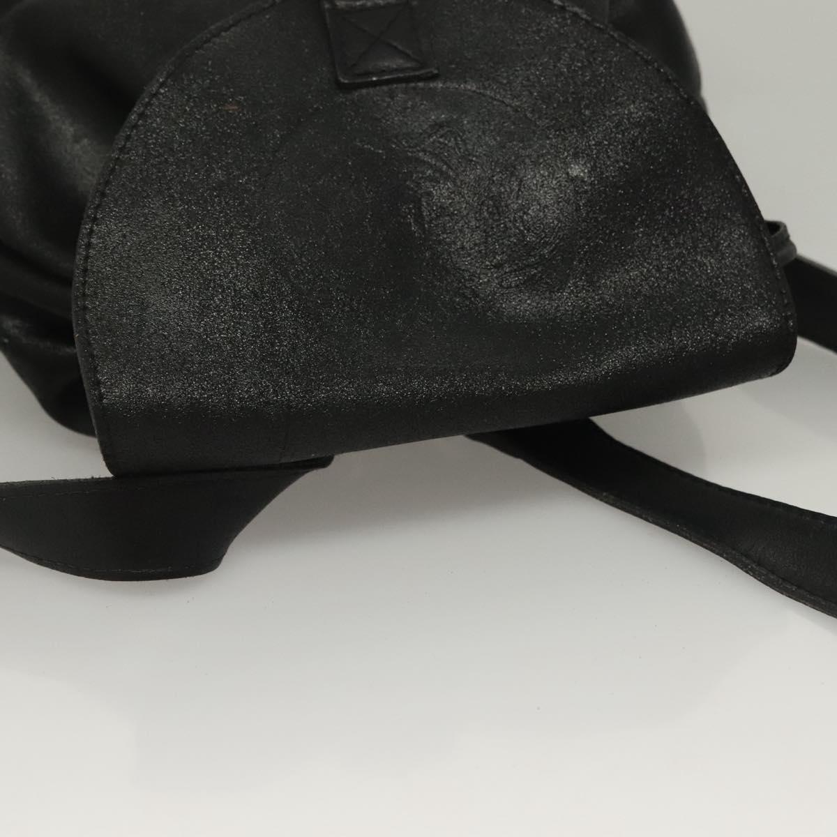 Gianni Versace Backpack Leather Black Gold Auth am8724