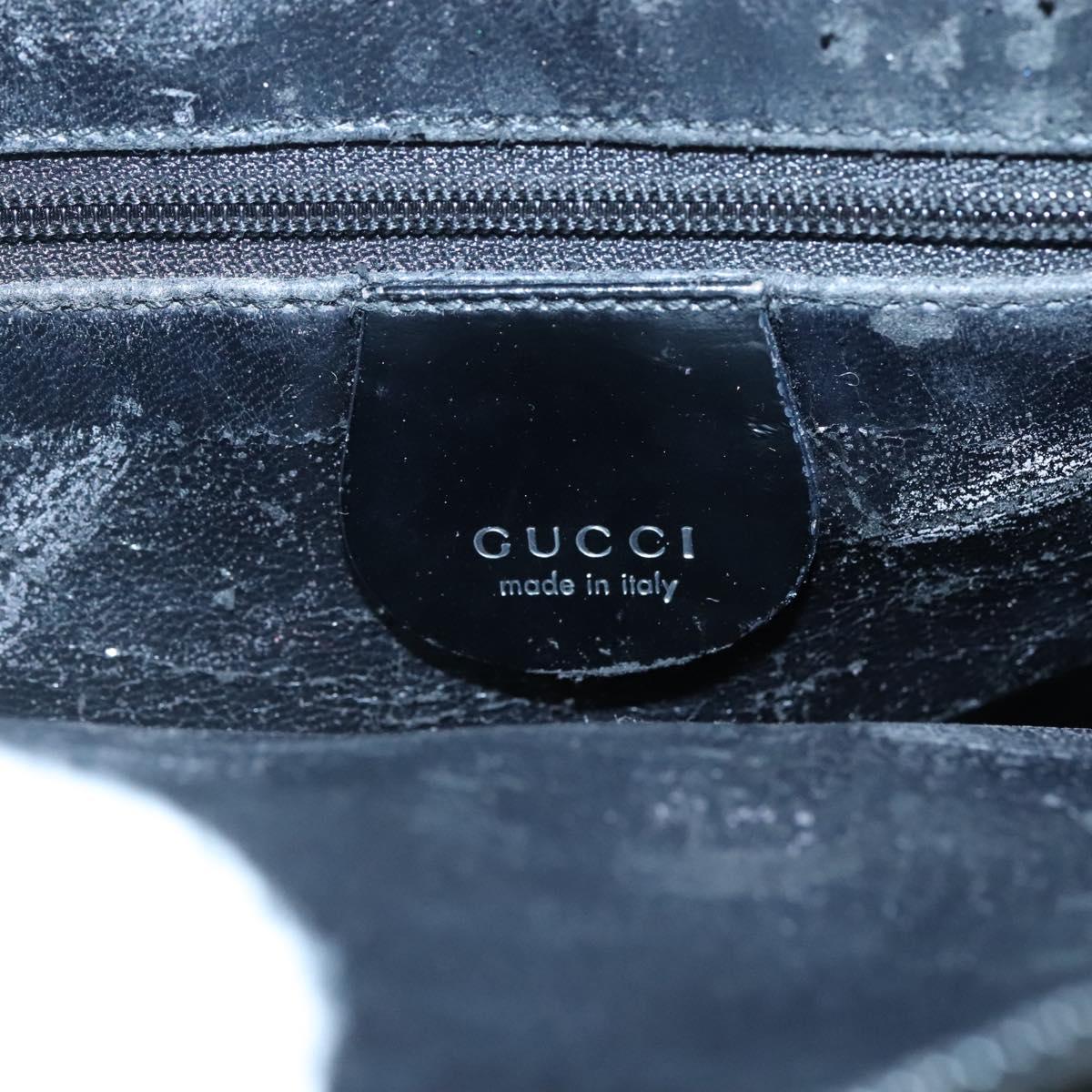 GUCCI Shoulder Bag Enamel Black 001 3754 1703 Auth am8759