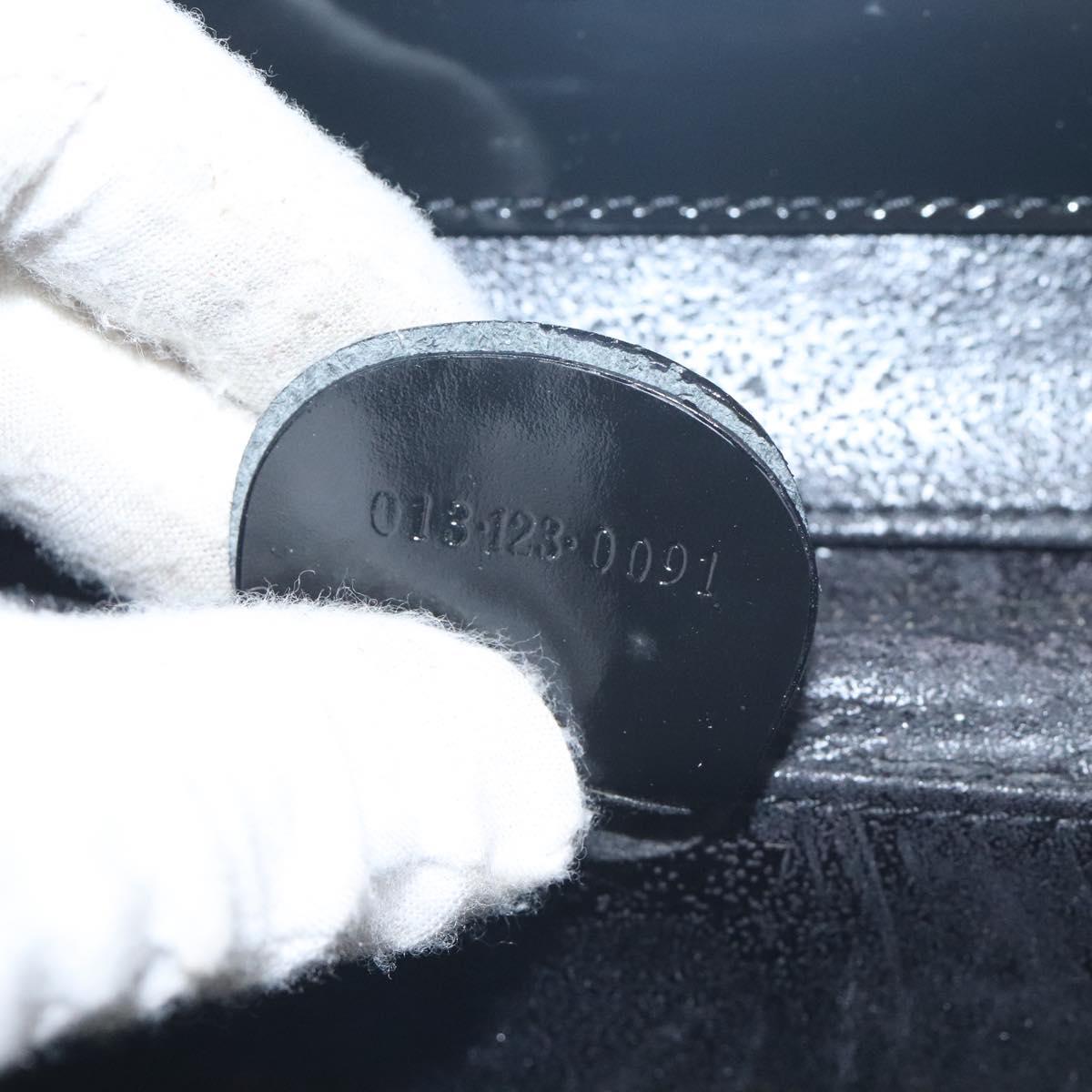GUCCI Hand Bag Enamel Black Silver Auth am8761
