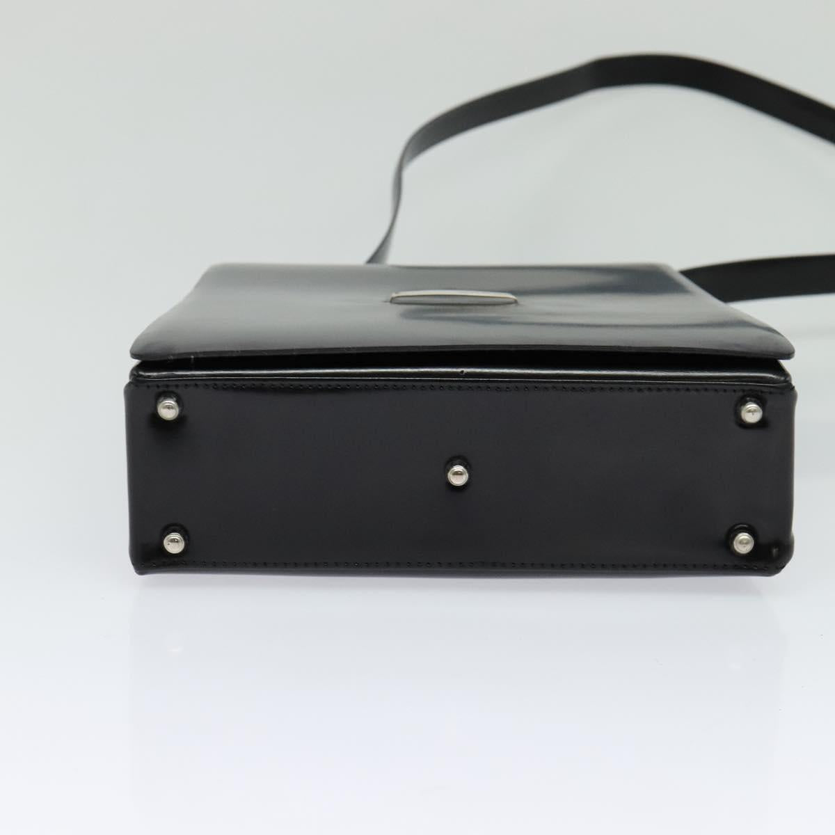 GUCCI Shoulder Bag Enamel Black 001 2113 1745 Auth am8764