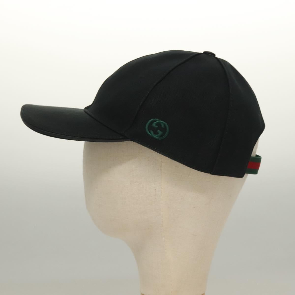 GUCCI Web Sherry Line Cap Canvas L Black Red Green Auth am8766