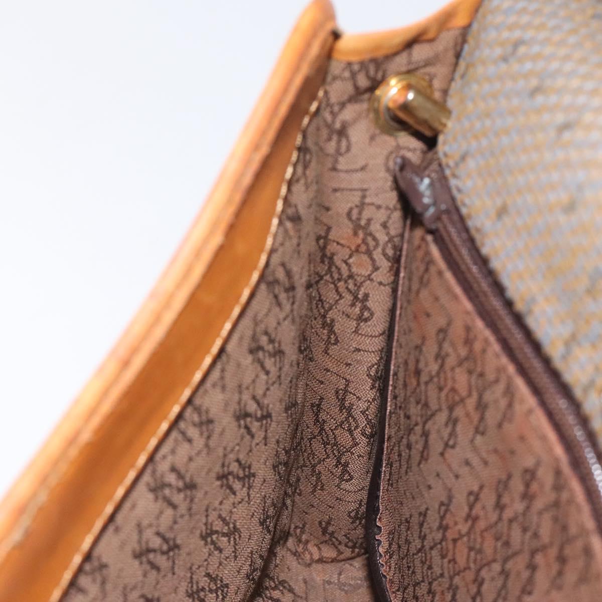 SAINT LAURENT Shoulder Bag PVC Brown Gold Auth am8777