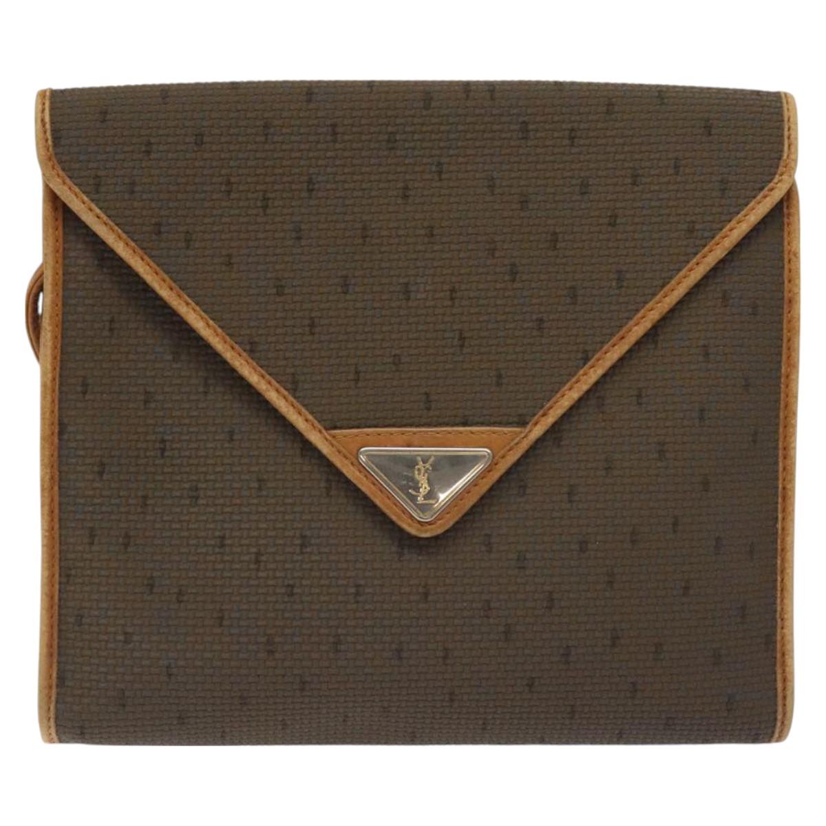 SAINT LAURENT Shoulder Bag PVC Brown Gold Auth am8777