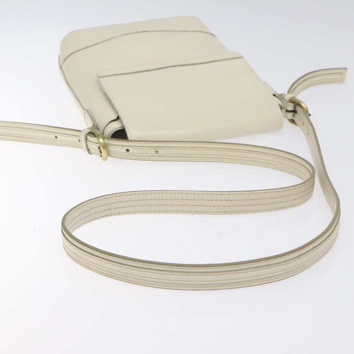 BURBERRY Shoulder Bag Leather White Auth am8778