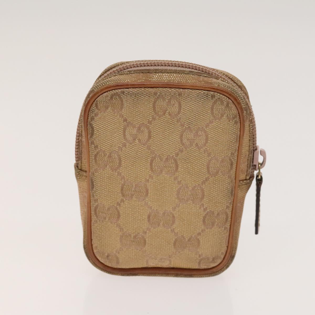 GUCCI Hermes Fendi Canvas Pouch Canvas Metal 3Set Beige Orange gold Auth am8795
