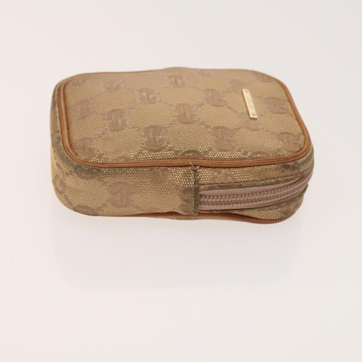 GUCCI Hermes Fendi Canvas Pouch Canvas Metal 3Set Beige Orange gold Auth am8795