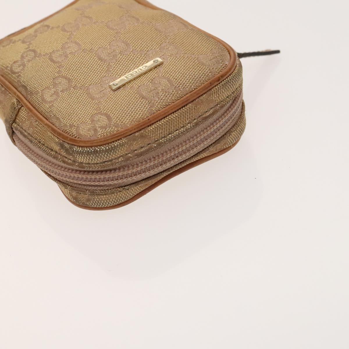 GUCCI Hermes Fendi Canvas Pouch Canvas Metal 3Set Beige Orange gold Auth am8795