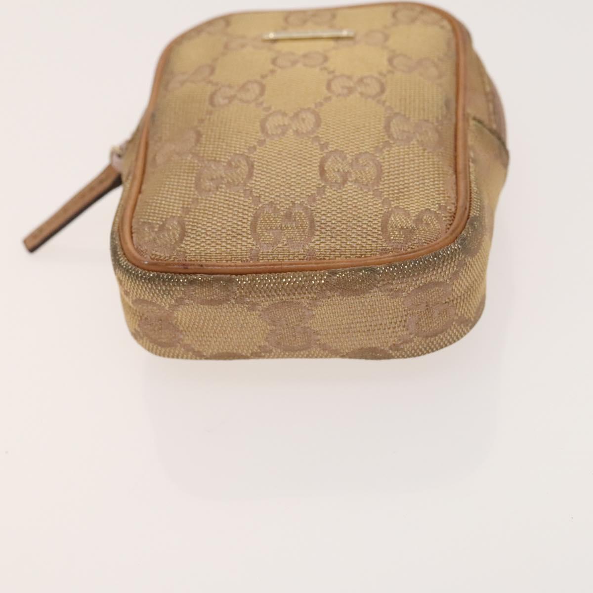 GUCCI Hermes Fendi Canvas Pouch Canvas Metal 3Set Beige Orange gold Auth am8795