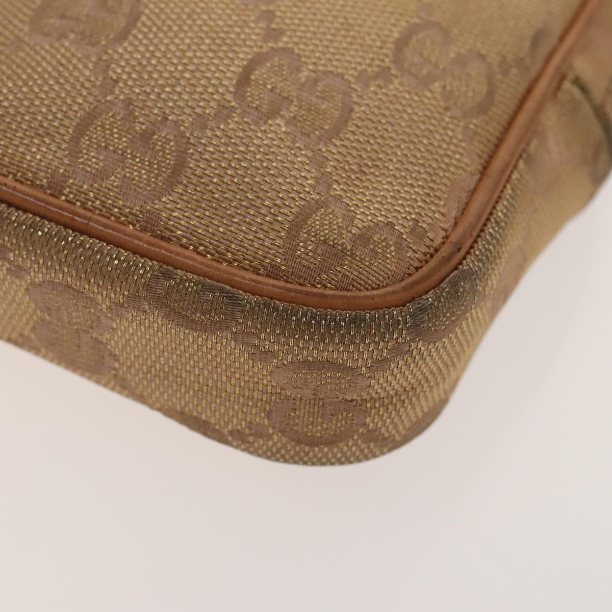 GUCCI Hermes Fendi Canvas Pouch Canvas Metal 3Set Beige Orange gold Auth am8795