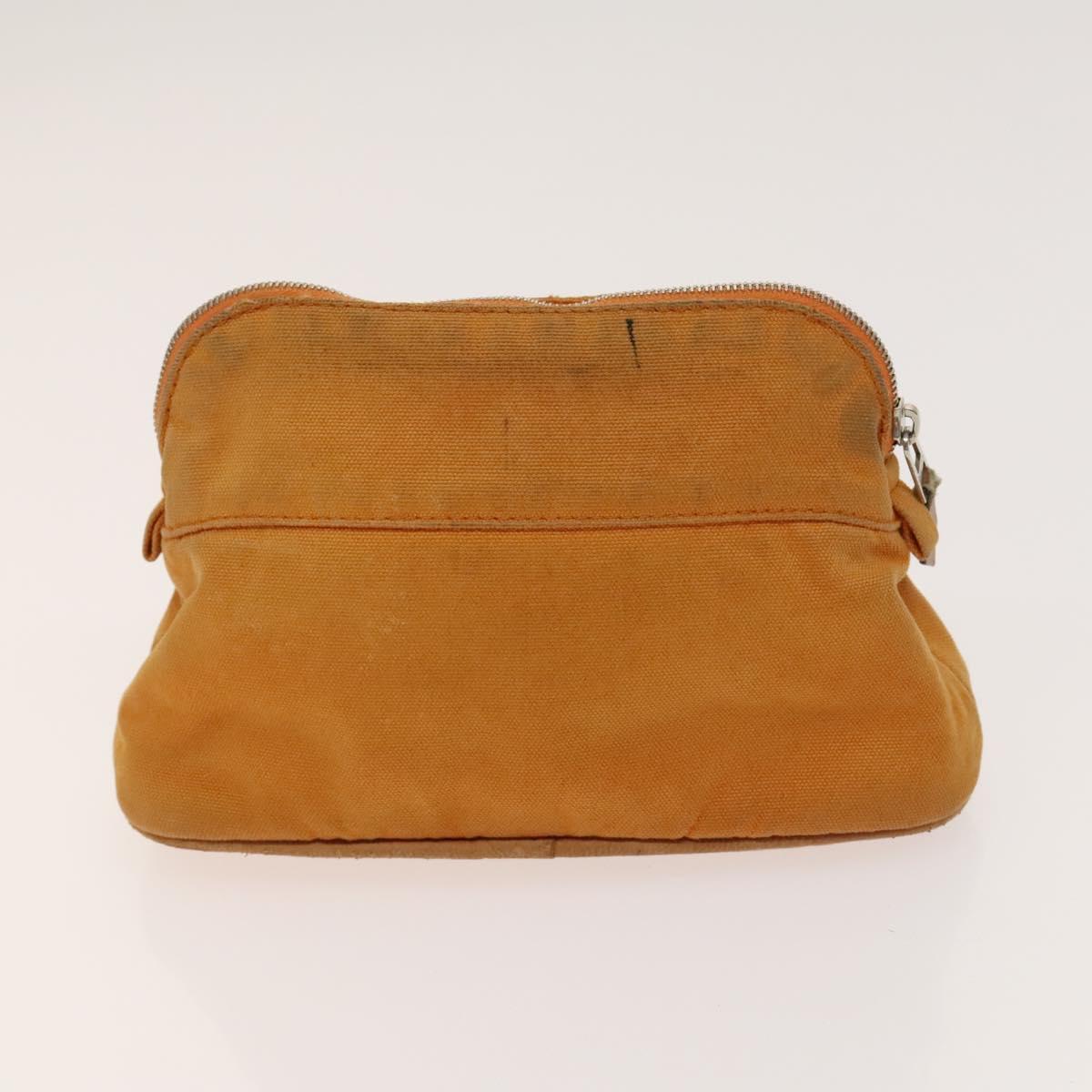 GUCCI Hermes Fendi Canvas Pouch Canvas Metal 3Set Beige Orange gold Auth am8795