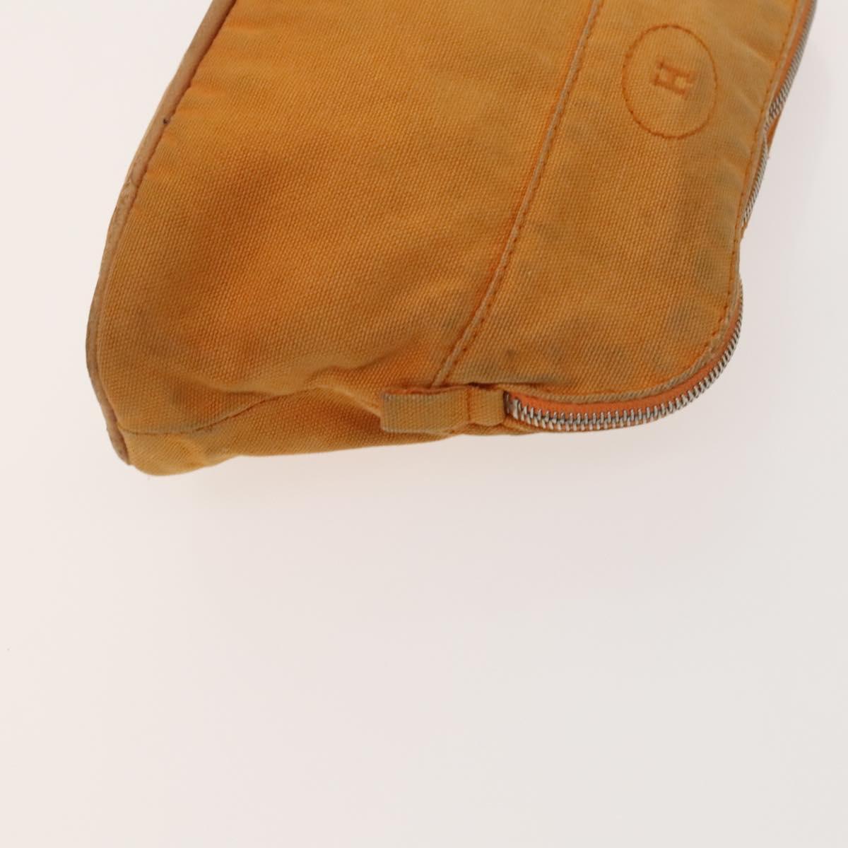 GUCCI Hermes Fendi Canvas Pouch Canvas Metal 3Set Beige Orange gold Auth am8795