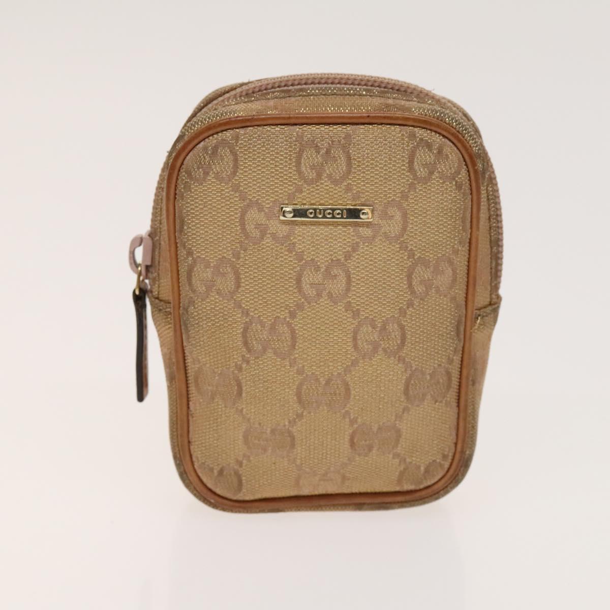 GUCCI Hermes Fendi Canvas Pouch Canvas Metal 3Set Beige Orange gold Auth am8795