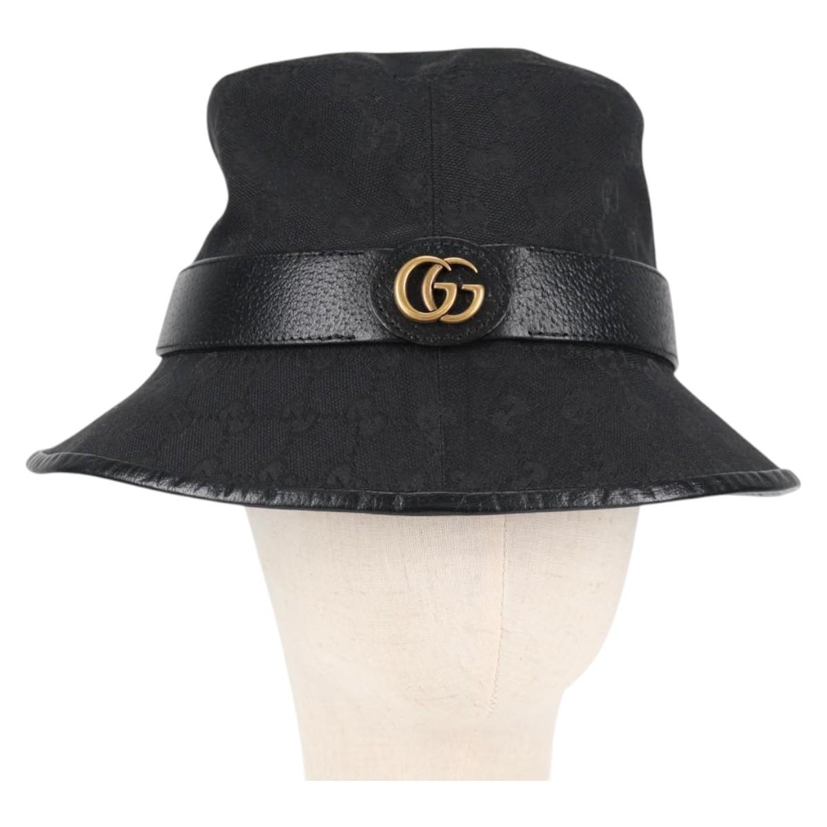 GUCCI GG Canvas Bucket Hat Black 576587 Auth am8804V