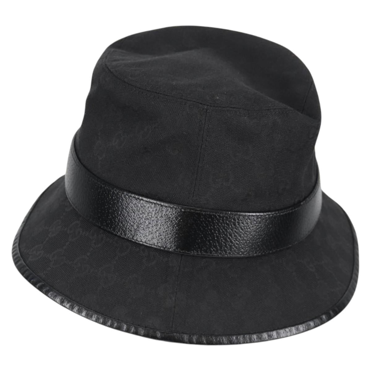 GUCCI GG Canvas Bucket Hat Black 576587 Auth am8805V