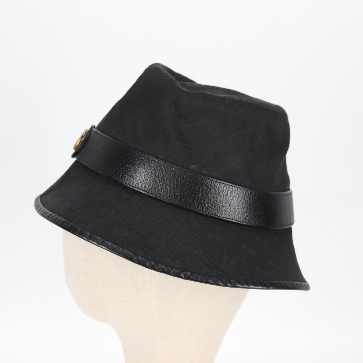 GUCCI GG Canvas Bucket Hat Black 576587 Auth am8805V